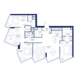 Планировка трехкомнатной(квартира) площадью 120.9 квадратных метров в ЖК “ЖК ХАЙДАУТ”