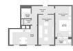Планировка двухкомнатной(квартира) площадью 57.4 квадратных метров в “ЖК Клевер”