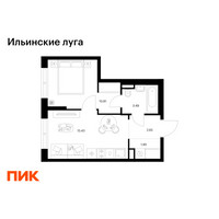 Планировка однокомнатной(квартира) площадью 32.33 квадратных метров в “ЖК Ильинские луга”