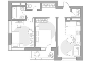 Планировка трехкомнатной(квартира) площадью 54.06 квадратных метров в “ЖК Ильинойс”
