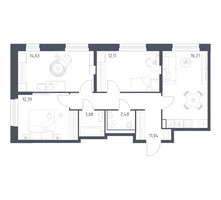 Планировка трехкомнатной(квартира) площадью 71.94 квадратных метров в “ЖК Квартал Строгино”