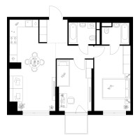 Планировка двухкомнатной(квартира) площадью 62.6 квадратных метров в “Квартал Мит”