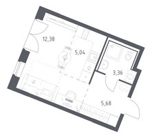 Планировка студии(квартира) площадью 26.46 квадратных метров в “ЖК Квартал Западный”