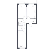 Планировка двухкомнатной(квартира) площадью 57.43 квадратных метров в “ЖК Новое Внуково”
