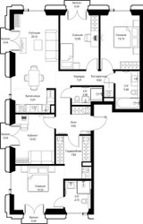 Планировка 4+ комнатной(квартира) площадью 112.22 квадратных метров в ЖК “ЖК СЕТ”