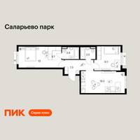 Планировка двухкомнатной(квартира) площадью 64.8 квадратных метров в “ЖК Саларьево парк”