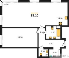 Планировка однокомнатной(квартира) площадью 85.1 квадратных метров в “ЖК Крылатская 33”