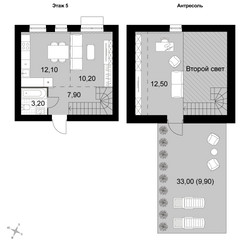 Планировка трехкомнатной(квартира) площадью 55.8 квадратных метров в ЖК “Апрелевка Клаб”