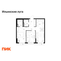 Планировка двухкомнатной(квартира) площадью 56.12 квадратных метров в “ЖК Ильинские луга”