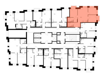 Планировка трехкомнатной(квартира) площадью 66.1 квадратных метров в ЖК “ЖК Онежский вал”