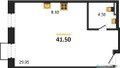 Планировка студии(квартира) площадью 41.5 квадратных метров в “ЖК Резиденции Архитекторов”