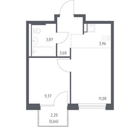 Планировка однокомнатной(квартира) площадью 32.4 квадратных метров в ЖК “ЖК Новое Внуково”
