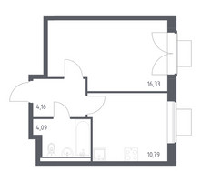 Планировка однокомнатной(квартира) площадью 35.37 квадратных метров в “ЖК Квартал Западный”