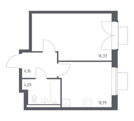 Планировка однокомнатной(квартира) площадью 35.37 квадратных метров в ЖК “ЖК Квартал Западный”