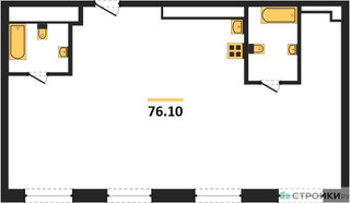 Планировка двухкомнатной(квартира) площадью 76.1 квадратных метров в “ЖК Зорге 9”