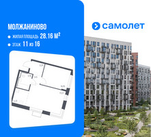 Планировка однокомнатной(квартира) площадью 40.79 квадратных метров в “ЖК Молжаниново”