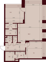 Планировка двухкомнатной(квартира) площадью 75.3 квадратных метров в ЖК “ЖК Дом 7 Даниловский”