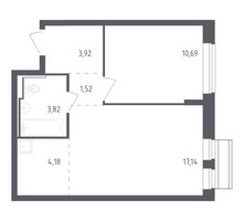 Планировка однокомнатной(квартира) площадью 41.27 квадратных метров в “ЖК Рублевский Квартал”