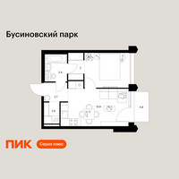 Планировка однокомнатной(квартира) площадью 36.9 квадратных метров в “ЖК Бусиновский парк”