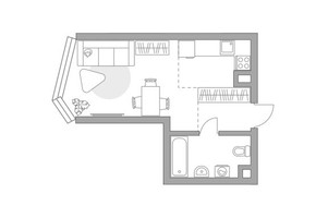 Планировка студии(квартира) площадью 29.06 квадратных метров в “ЖК Мневники от Гранель”