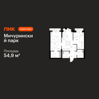 Планировка двухкомнатной(квартира) площадью 54.9 квадратных метров в “ЖК Мичуринский Парк”
