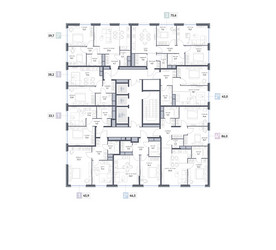 Планировка трехкомнатной(квартира) площадью 73.5 квадратных метров в ЖК “ЖК Сиреневый парк”