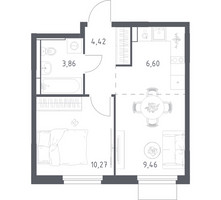 Планировка однокомнатной(квартира) площадью 34.61 квадратных метров в “ЖК Мытищи Парк”