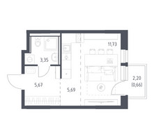 Планировка студии(квартира) площадью 27.1 квадратных метров в “ЖК Квартал Ивакино”