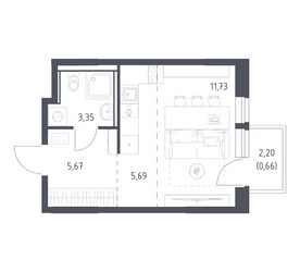 Планировка студии(квартира) площадью 27.1 квадратных метров в ЖК “ЖК Квартал Ивакино”