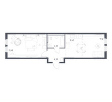 Планировка однокомнатной(квартира) площадью 48.23 квадратных метров в “ЖК Пригород Лесное”