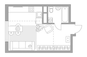 Планировка студии(квартира) площадью 29.51 квадратных метров в “ЖК Притяжение Сити”