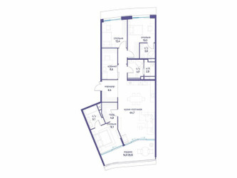 Планировка 4+ комнатной(квартира) площадью 128.62 квадратных метров в ЖК “ЖК Остров”