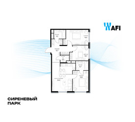 Планировка 4+ комнатной(квартира) площадью 85.4 квадратных метров в ЖК “ЖК Сиреневый парк”