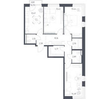 Планировка трехкомнатной(квартира) площадью 78.8 квадратных метров в “ЖК Новое Видное”