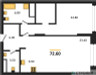 Планировка однокомнатной(квартира) площадью 72.6 квадратных метров в “ЖК Ренессанс”