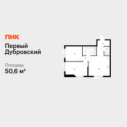 Планировка двухкомнатной(квартира) площадью 50.6 квадратных метров в ЖК “ЖК Первый Дубровский”