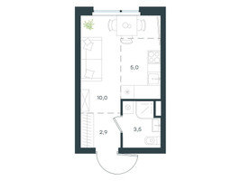 Планировка студии(квартира) площадью 21.6 квадратных метров в “ЖК Level Лесной”