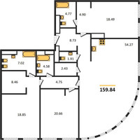 Планировка трехкомнатной(квартира) площадью 159.84 квадратных метров в “ЖК Sky View (Скай Вью)”