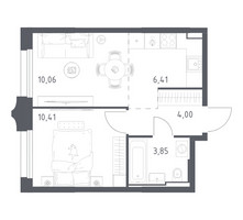 Планировка однокомнатной(квартира) площадью 34.73 квадратных метров в “ЖК Квартал Строгино”