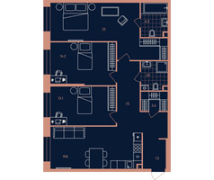 Планировка 4+ комнатной(квартира) площадью 95.8 квадратных метров в “ЖК Эра”