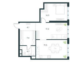 Планировка двухкомнатной(квартира) площадью 68.1 квадратных метров в “ЖК Левел Южнопортовая”