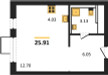 Планировка студии(квартира) площадью 25.91 квадратных метров в “ЖК Квартал Сабурово”