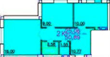 Планировка двухкомнатной(квартира) площадью 50.89 квадратных метров в “ЖК Центральный (Звенигород)”