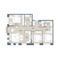 Планировка 4+ комнатной(квартира) площадью 94.9 квадратных метров в “ЖК Станиславский”