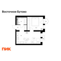 Планировка однокомнатной(квартира) площадью 36.4 квадратных метров в “ЖК Восточное Бутово”