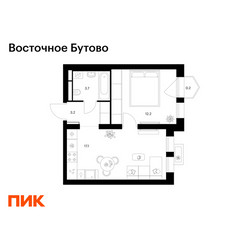 Планировка однокомнатной(квартира) площадью 36.4 квадратных метров в ЖК “ЖК Восточное Бутово”