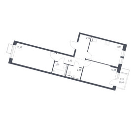 Планировка двухкомнатной(квартира) площадью 58.2 квадратных метров в ЖК “ЖК Молжаниново”