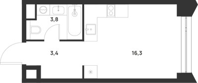 Планировка студии(квартира) площадью 23.5 квадратных метров в ЖК “ЖК Войс”