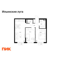 Планировка двухкомнатной(квартира) площадью 49.52 квадратных метров в “ЖК Ильинские луга”