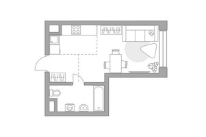 Планировка студии(квартира) площадью 28.2 квадратных метров в “ЖК Мневники от Гранель”